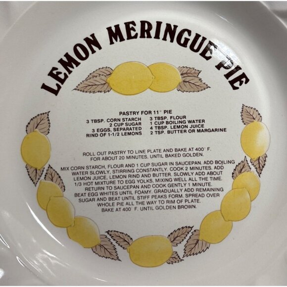 Lemon Meringue Pie Recipe Plate Vintage Festival Ironstone 10.5" - Picture 2 of 9